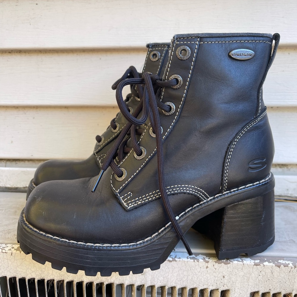 Skechers Vintage 90s Chunky Combat Leather Boots